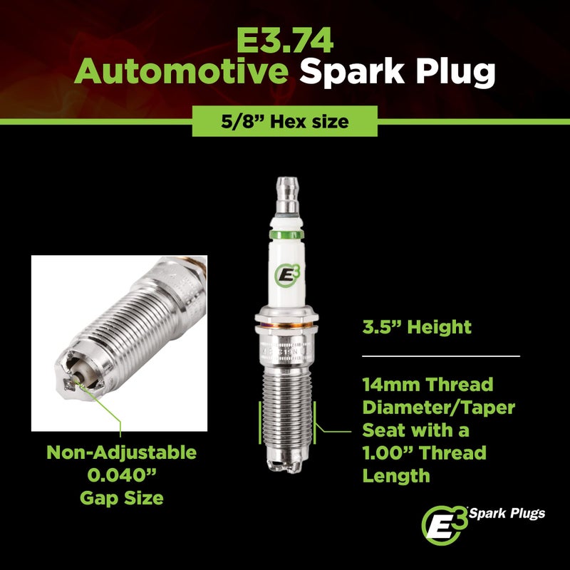 E3 Spark Plugs E3.74 Durable, High-Performance, and Versatile Premium Auto Spark Plug with Patented DiamondFire Technology, Pack of 1 - Image 5